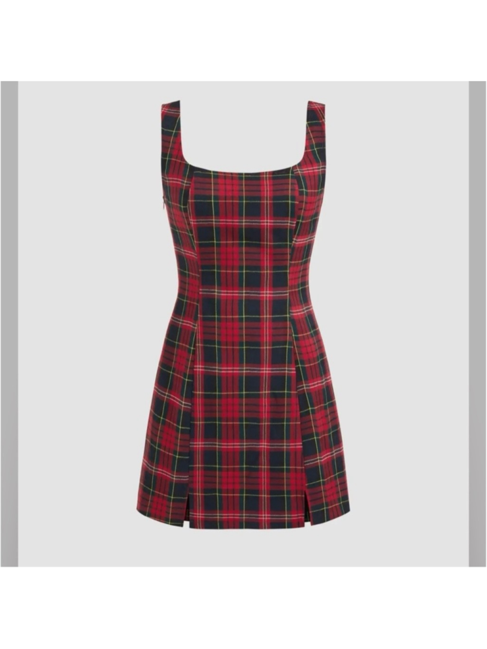 Cider SCOOP NECKLINE CHECKS ZIPPER PREPPY MINI DRESS CC24-10 M